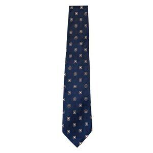 Alexander Julian silk tie burgundy & gold square pattern on navy background